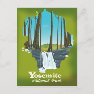 Postal Poster de vacaciones del Parque Nacional Yosemite.