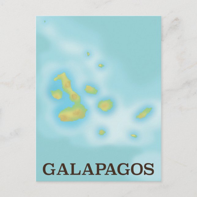 Postal Poster de vacaciones en el mapa de Galápagos (Anverso)