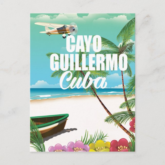Postal Poster de vacaciones en la playa de Cayo Guillermo (Anverso)