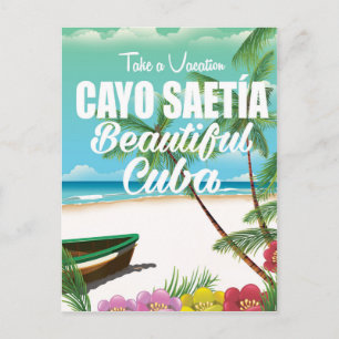Postal Póster de vacaciones en la playa de Cayo Saetía Cu