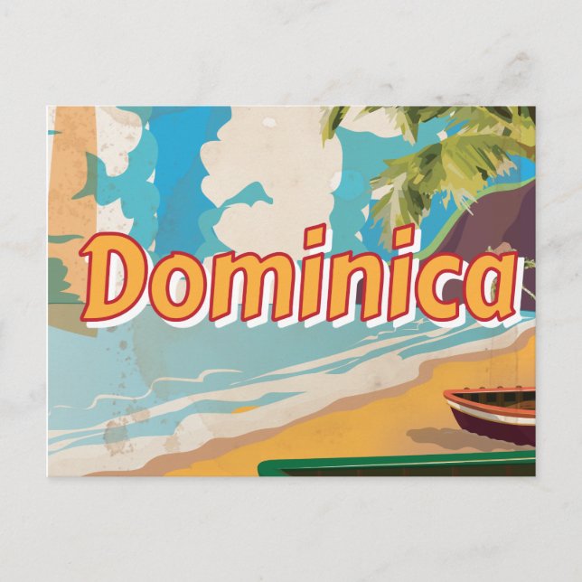 Postal Poster de vacaciones en la playa de Dominica (Anverso)