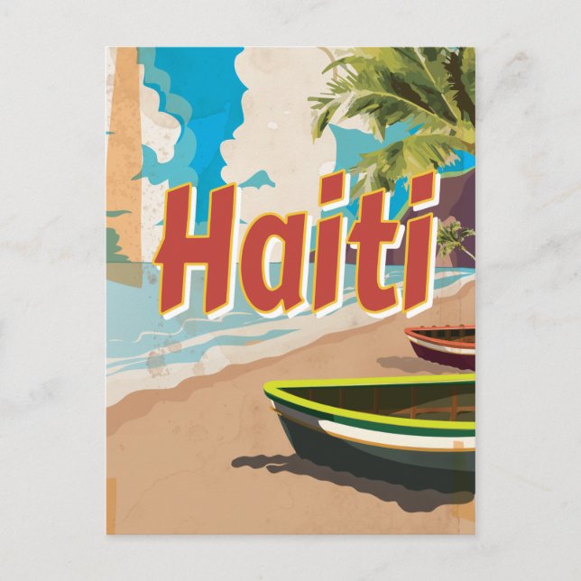 Postal Poster de vacaciones Haití Vintage (Anverso)