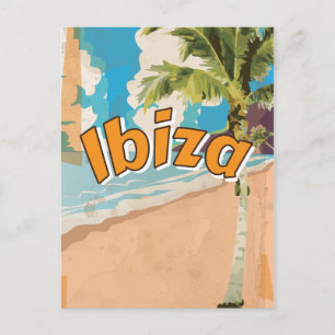 Postal Póster de vacaciones vintage de Ibiza