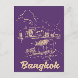 Postal Póster de viaje a Bangkok, Tailandia