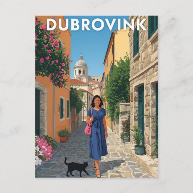 Postal Póster de viaje a Dubrovnik Croacia (Anverso)