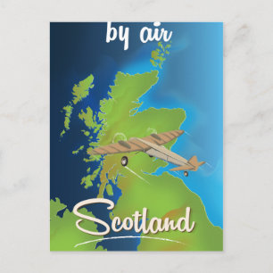 Postal Póster de viaje a Escocia por aire