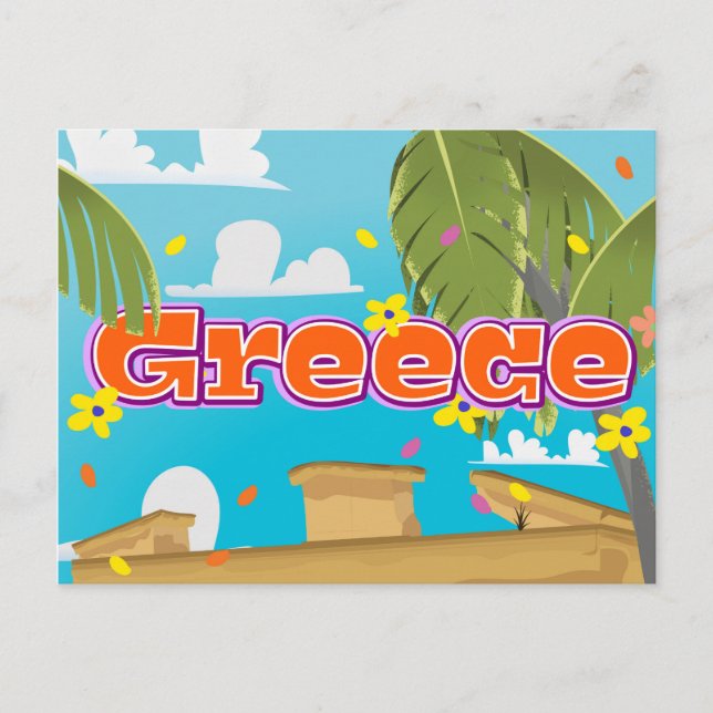 Postal Póster de viaje a Grecia. (Anverso)