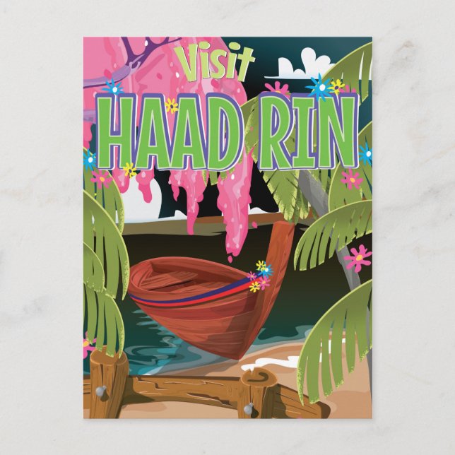 Postal Póster de viaje a Haad Rin Tailandia (Anverso)