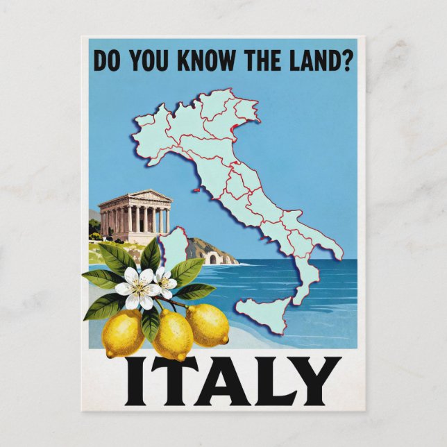 Postal Póster de viaje a Italia (Anverso)