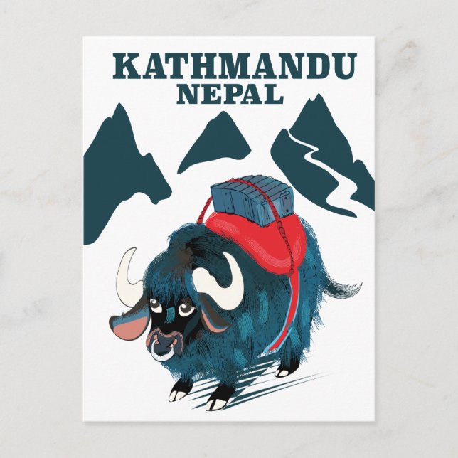 Postal Póster de viaje a Katmandú Nepal (Anverso)