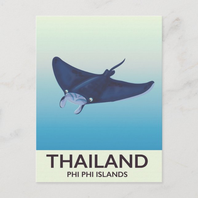 Postal Póster de viaje a las Islas Phi Phi de Tailandia (Anverso)