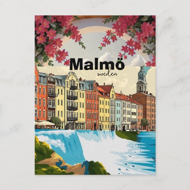 Postal Póster de viaje a Malmö Suecia (Anverso)