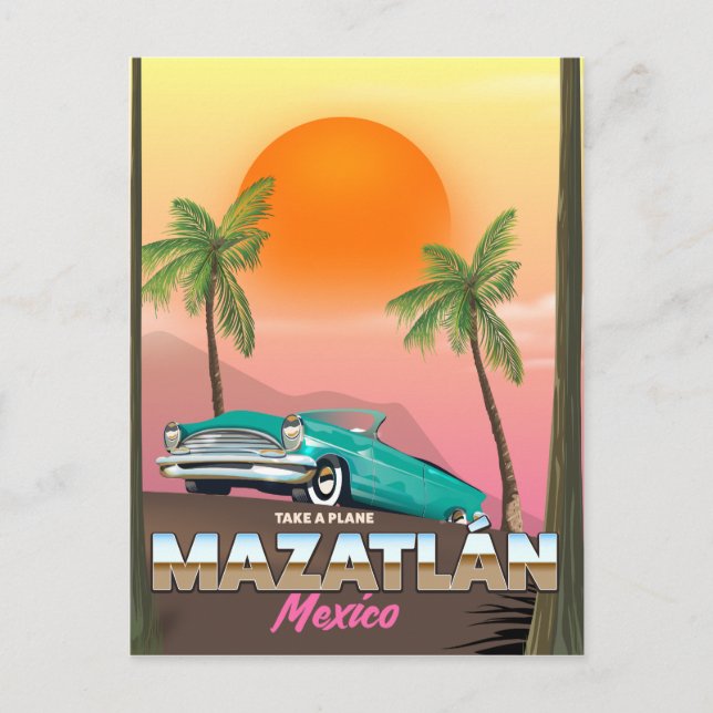 Postal Póster de viaje a Mazatlán México (Anverso)
