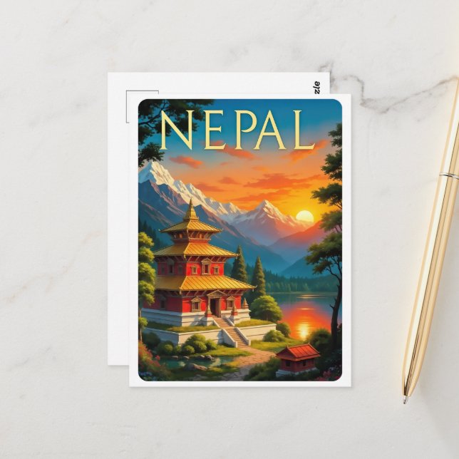 Postal Póster de viaje a Nepal (Anverso/Reverso In Situ)