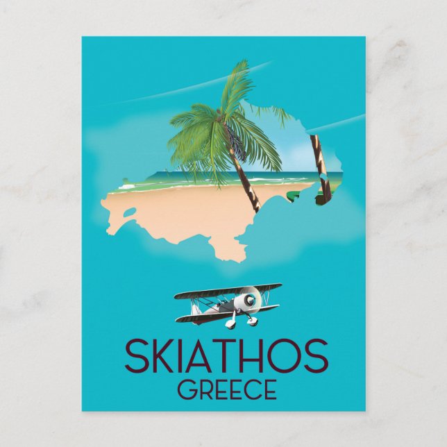 Postal Póster de viaje a Skiathos Grecia (Anverso)
