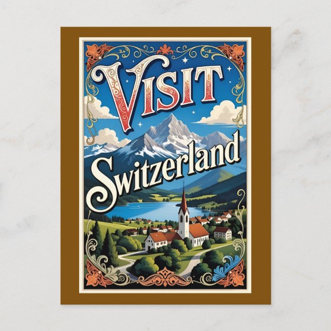 Postal Póster de viaje a Suiza (Anverso)