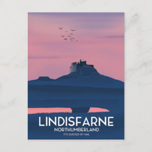 Postal Póster de viaje al castillo de Lindisfarne Northum