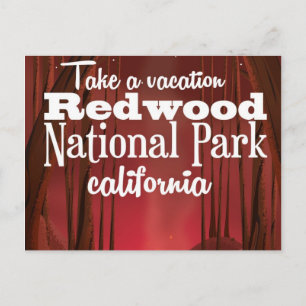 Postal Póster de viaje al Parque Nacional Redwood, Califo
