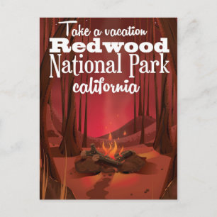 Postal Póster de viaje al Parque Nacional Redwood, Califo