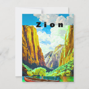 Postal Póster de viaje al Parque Nacional Zion, viaje a Z