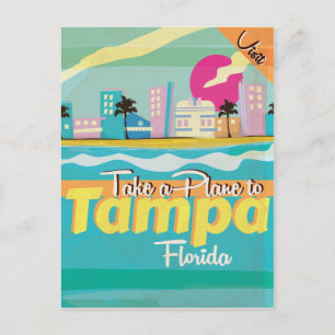 Postal Póster de viaje antiguo de Tampa, Florida.