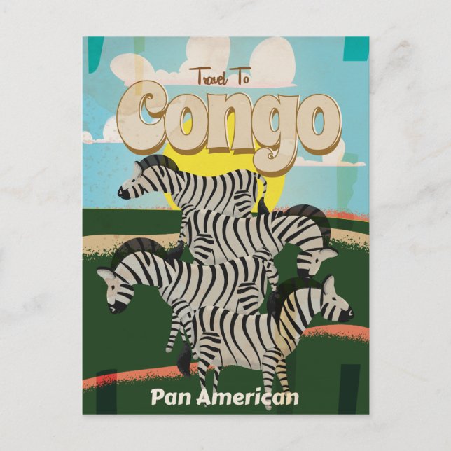 Postal Póster de viaje antiguo del Congo. (Anverso)