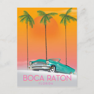 Postal Póster de viaje Boca Raton Florida.
