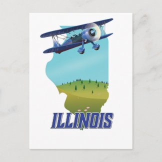 Postal Póster de viaje con mapa antiguo de Illinois