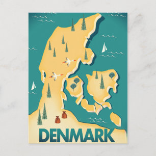 Postal Póster de viaje con mapa de estilo vintage de Dina