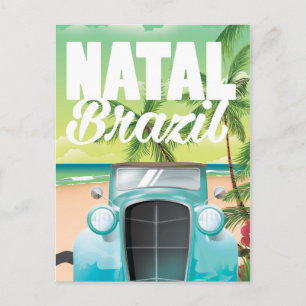 Postal Póster de viaje de automóvil vintage de Natal Bras