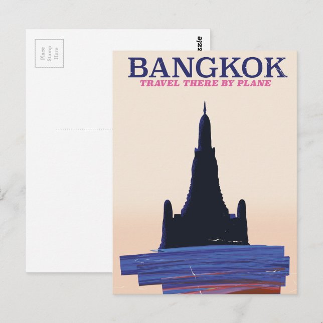 Postal Póster de viaje de Bangkok Wat Poh (Anverso / Reverso)
