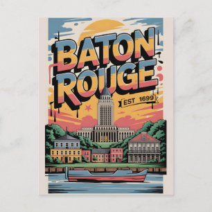 Postal Póster de viaje de Baton Rouge LA con grafitis