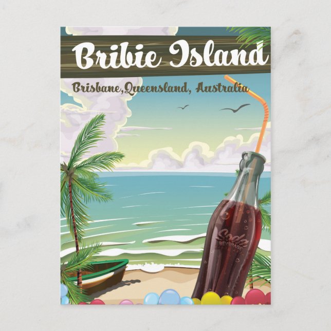 Postal Poster de viaje de Bribie Island Australia (Anverso)