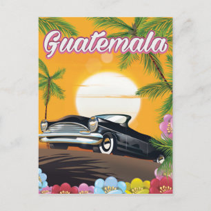 Postal Póster de viaje de coche antiguo de Guatemala