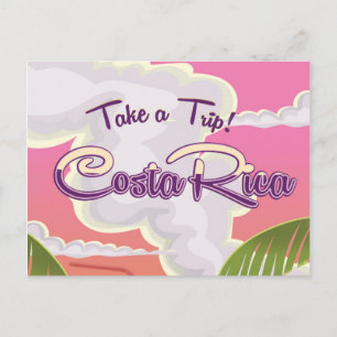 Postal Póster de viaje de dibujos animados de Costa Rica.