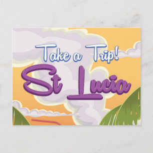 Postal Póster de viaje de dibujos animados de Santa Lucía