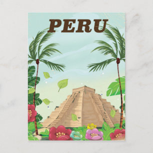 Postal Póster de viaje de dibujos animados vintage de Per