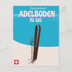 Postal Póster de viaje de esquí Adelboden Suiza