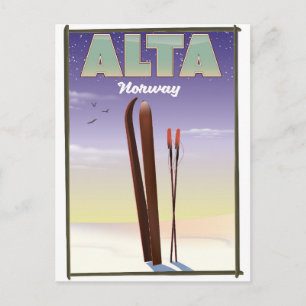 Postal Póster de viaje de esquí de ALTA Noruega