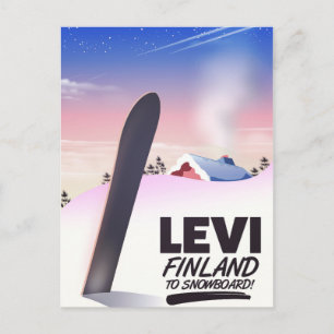Postal Póster de viaje de esquí de Levi Finlandia