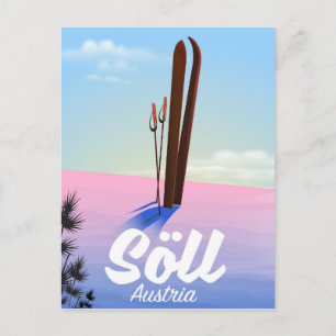 Postal Póster de viaje de esquí de Söll, Austria