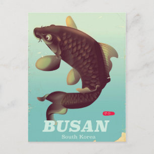 Postal Póster de viaje de estilo vintage de Busan Corea d