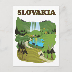 Postal Póster de viaje de estilo vintage de Eslovaquia.