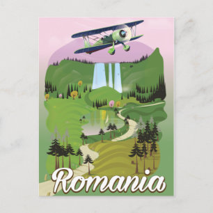 Postal Póster de viaje de estilo vintage de Rumania