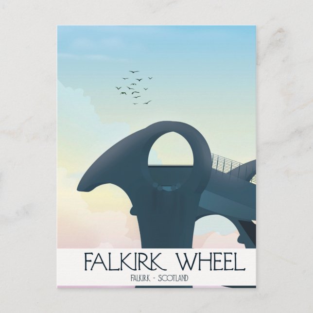 Postal Póster de viaje de Falkirk Wheel, Escocia (Anverso)