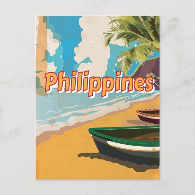 Postal Poster de viaje de Filipinas Vintage (Anverso)
