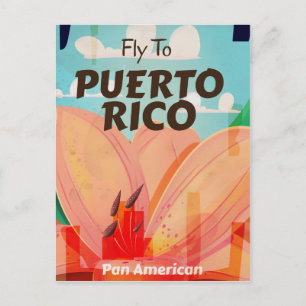Postal Póster de viaje de flores vintage de Puerto Rico