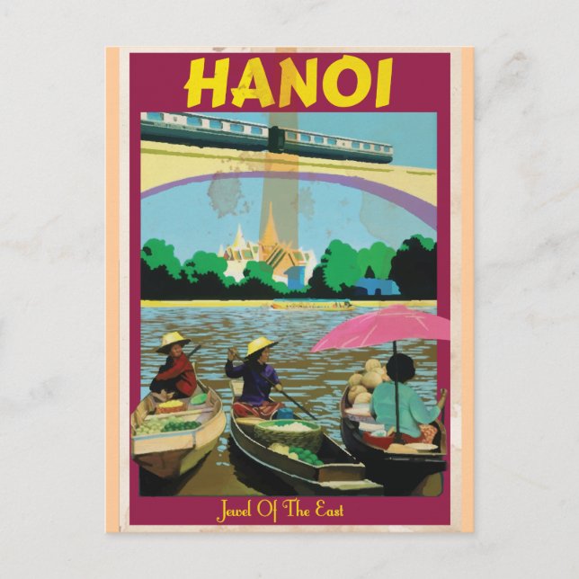 Postal Poster de viaje de Hanoi (Anverso)