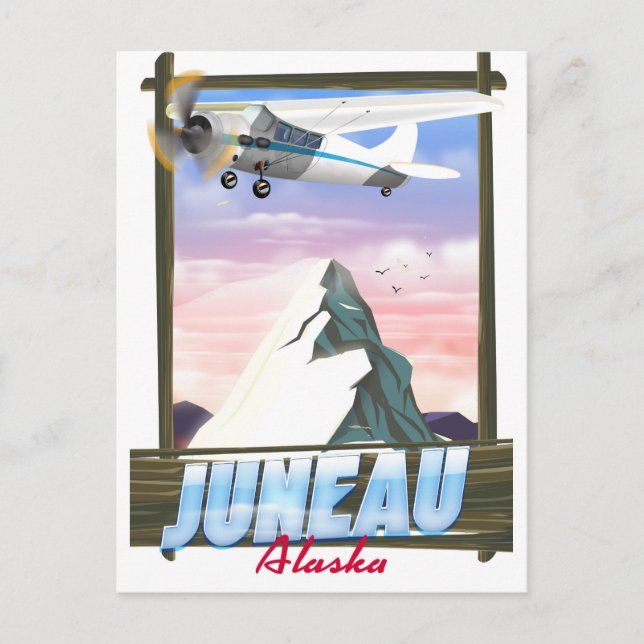 Postal Póster de viaje de Juneau Alaska (Anverso)
