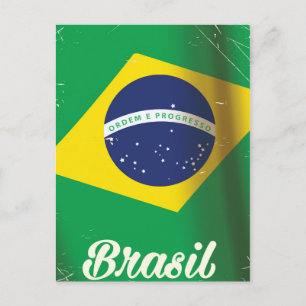 Postal Poster de viaje de la bandera nacional de Brasil